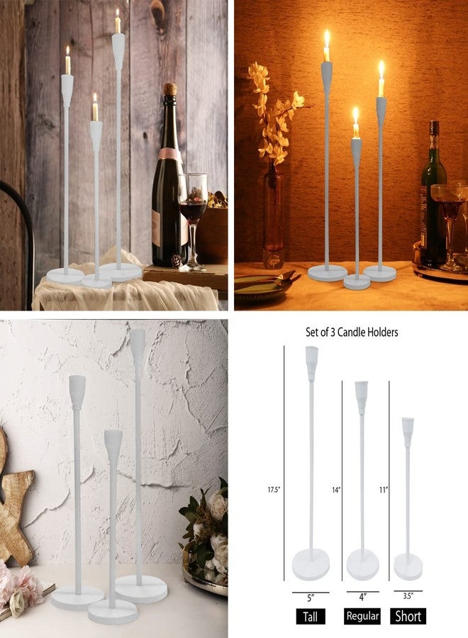 Voidrop Matte White Candle Holders Set of 3 for Taper Candles, Decorative Candlestick Holder for Wedding, Dinning, Party, Fits 3/4 inch Thick Candle&Led Candles (White) - Image 3